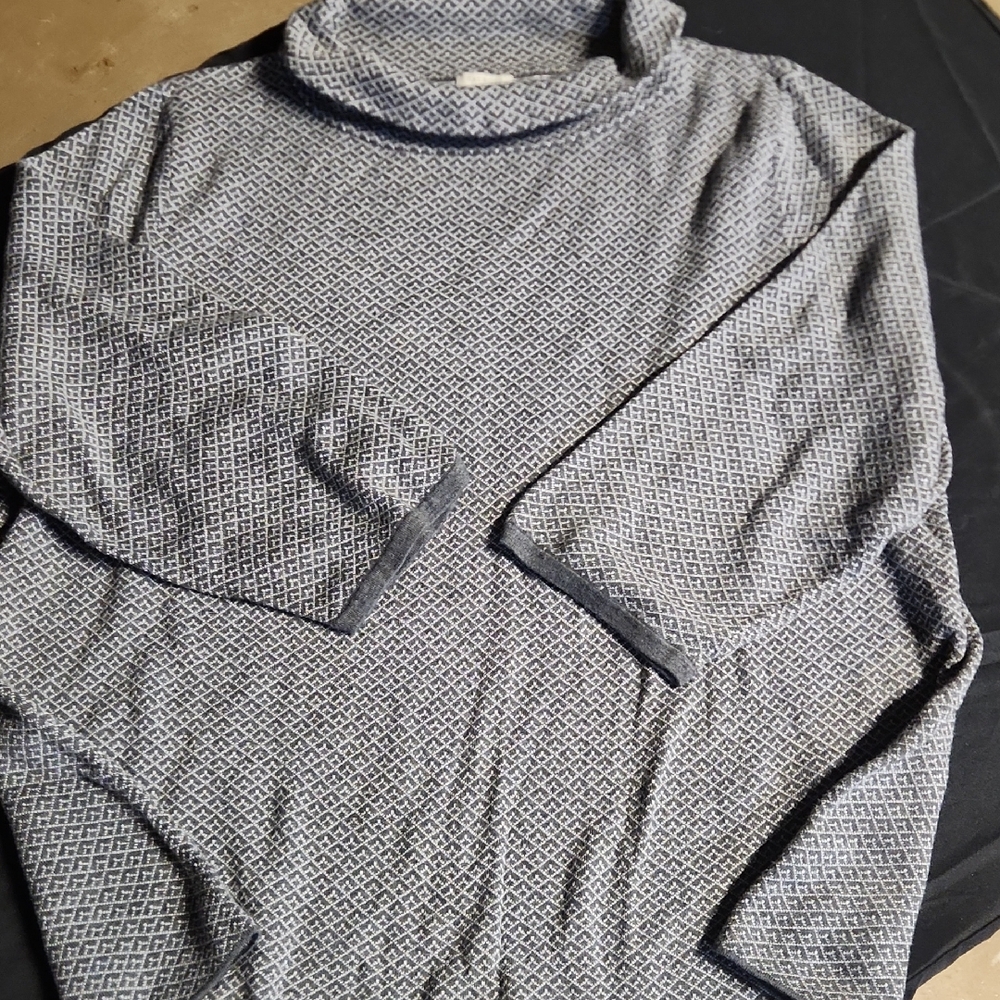 Talbots Gray Patterned Turtleneck Sweater